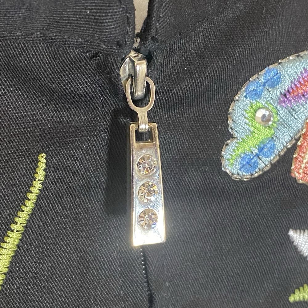 Quacker Factory Black Embroidered Dragonfly Jacket with great pockets. - Picture 11 of 16